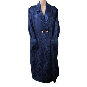 Victorias Secret Gold Label Duster Dress Robe Navy Blue Paisley Floral Damask Sm